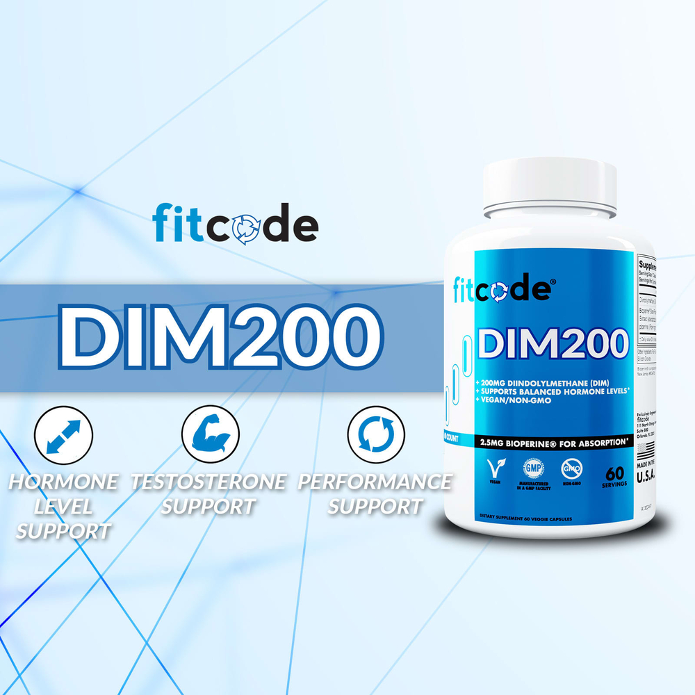 fitcode, DIM200, дииндолилметан (DIM), 200 мг, 60 растительных капсул
