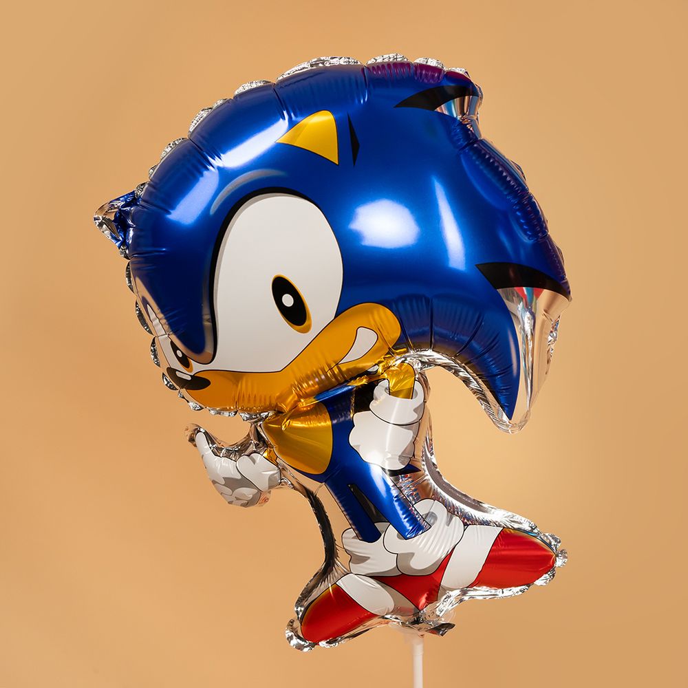 Шар с клапаном (17''/43 см) Мини-фигура, Ежик Аниме, Синий, 1 шт.