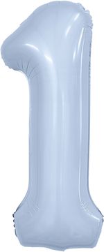 Шар (40''/102 см) Цифра, 1 Slim, Небесный, 1 шт. в уп.