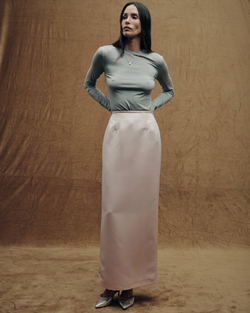 Юбка из сатина розового цвета