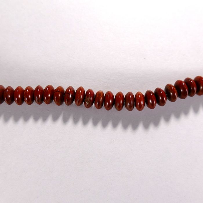 Бусина из яшмы красной, фигурная, 3x6 мм (рондель, гладкая)