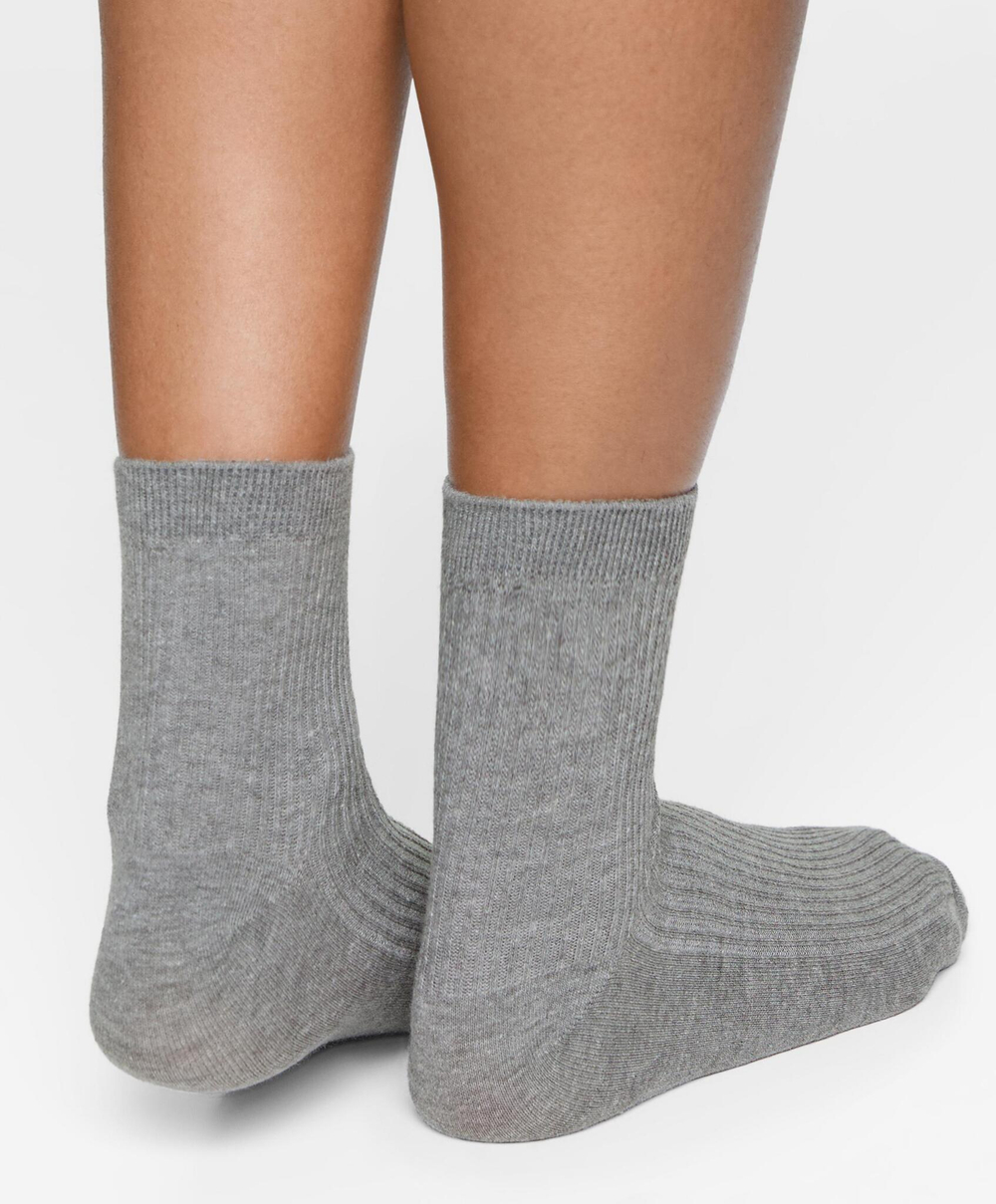 Oysho 5 пар хлопковых классических носков, серый
