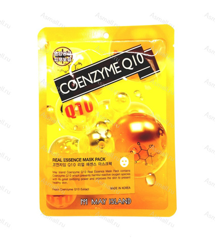 Маска тканевая коэнзим Q10 Real Essense Coenzyme Q10 Mask Pack, MAYISLAND, 25 мл.