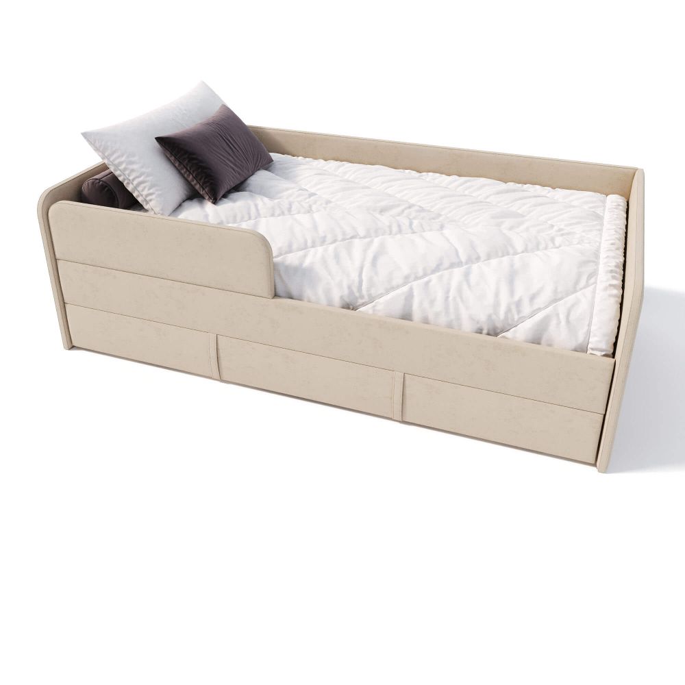 Кровать подростковая 180х90 см с бортиком и ящиком (грей Беверли)