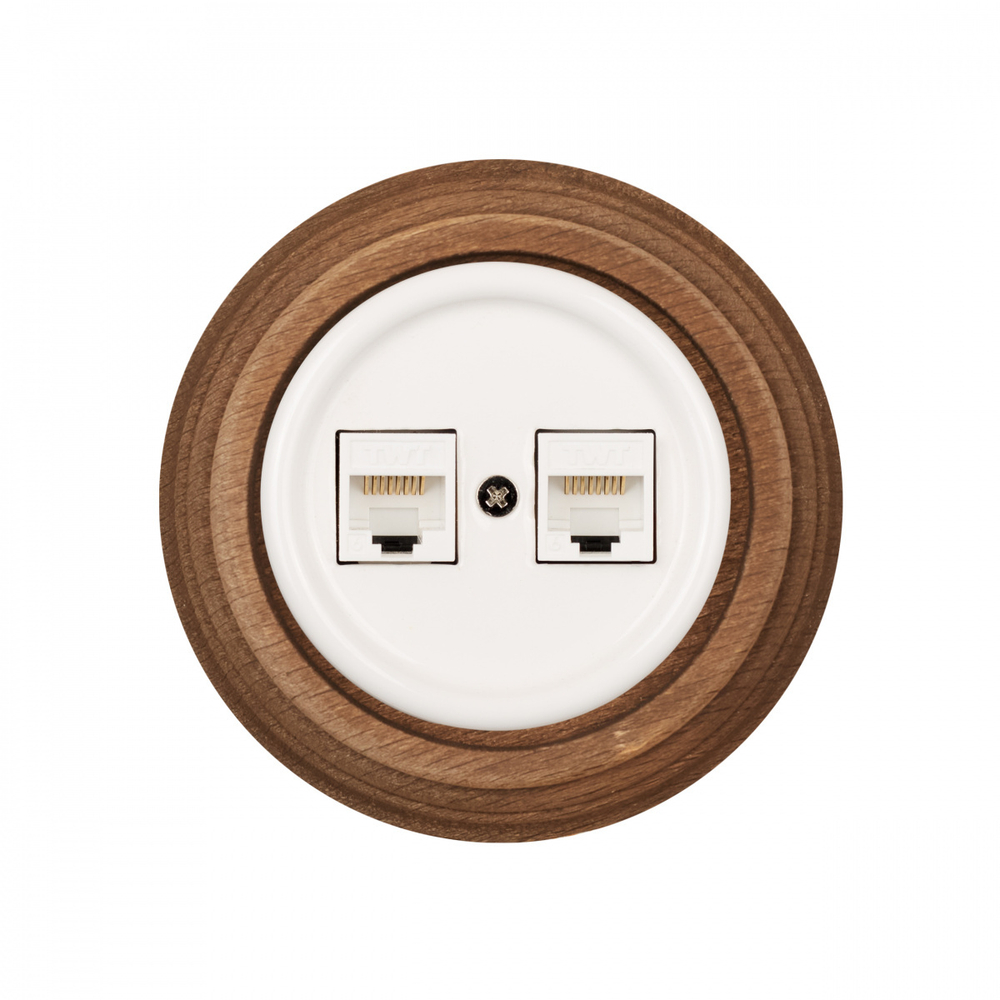 Розетка RJ45 информационная двойная, керамика, цвет белый, декор D6/2 B1-302-01-D6/2