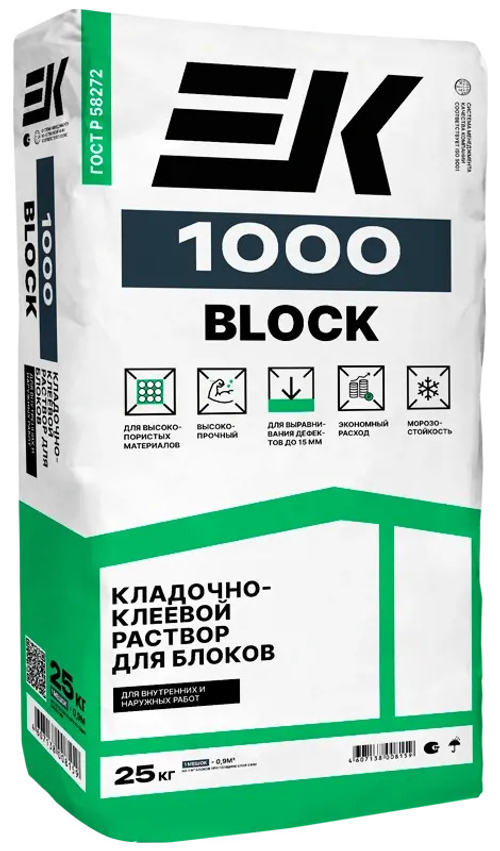 Клей для кладки блоков ЕК 1000 BLOCK 25кг