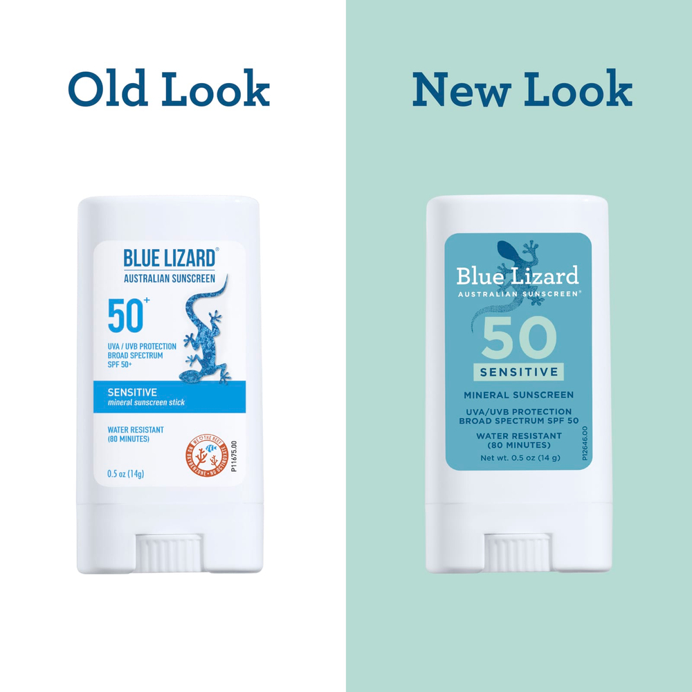 Blue Lizard Australian Sunscreen, Sensitive, минеральный солнцезащитный стик, SPF 50+, 14 г (0,5 унции)
