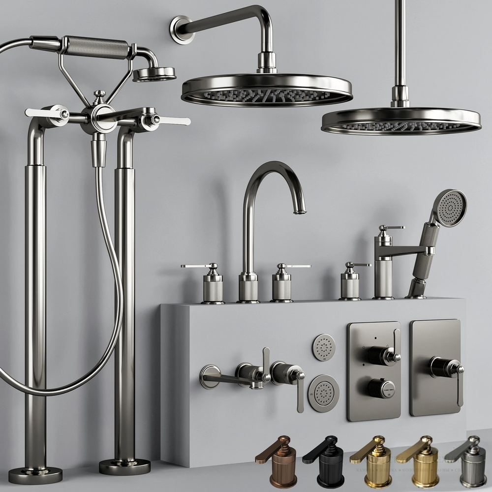 Смеситель для раковины Gessi Venti20, настенный, на 3 отверстия, без донного клапана, внешние части, цвет Brushed Brass PVD