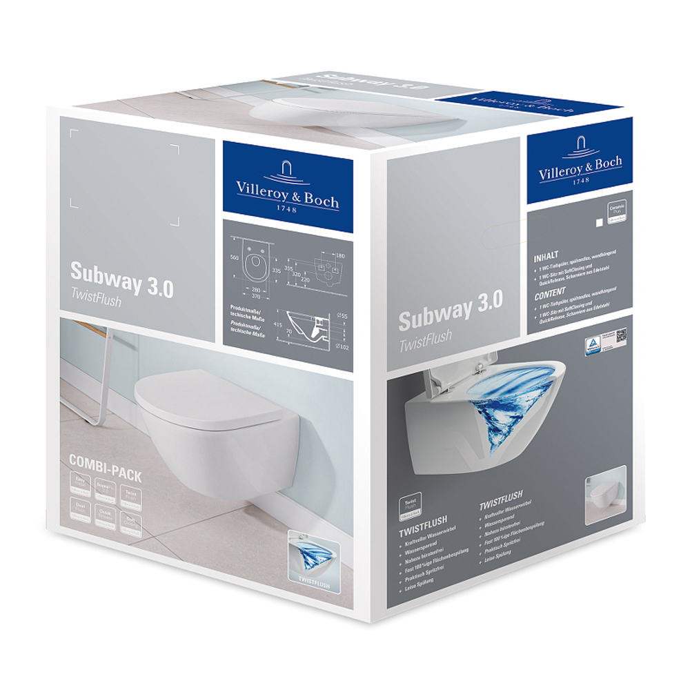 Унитаз Villeroy&Boch Subway 3.0 4670TS01 подвесной с сиденьем Микролифт