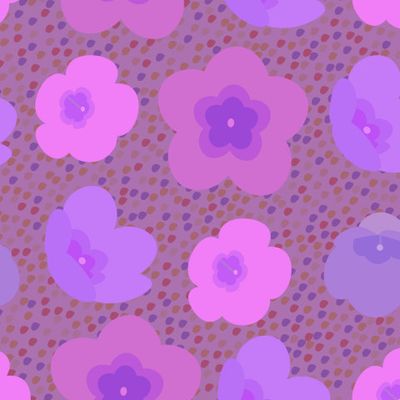 фиолетовые цветочки и синие кружочки
