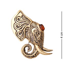 AM-3496 Брошь «Слон Азиатский» (латунь, янтарь)