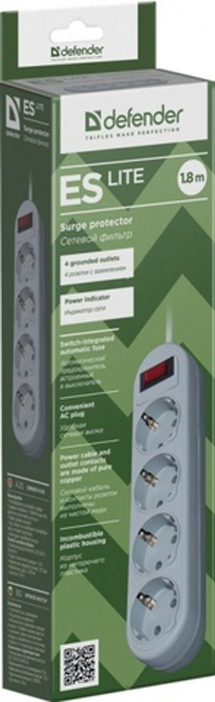 Фильтр питания 4-розетки 1,8-метра 10А Defender
