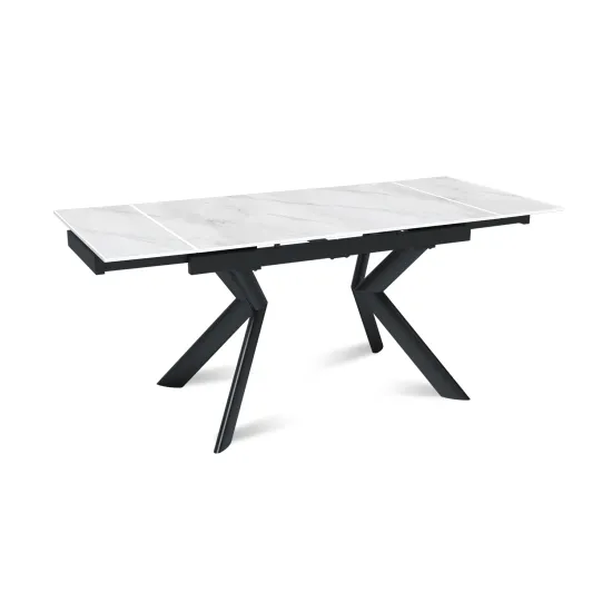 Стол "БРИДЖ" 120 (+30+30)х80 керамика Snow Mountain Stone мат., опора черный муар