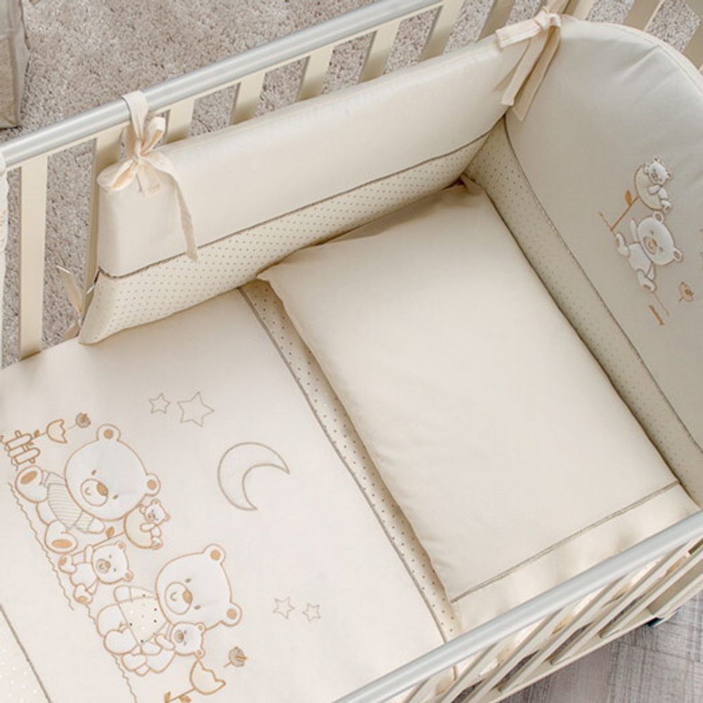 Комплект белья из 5-и предметов Italbaby Happy Family крем