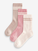 Носки хлопковые для девочки Next 112-331, 3 шт., Розовый, Бежевый