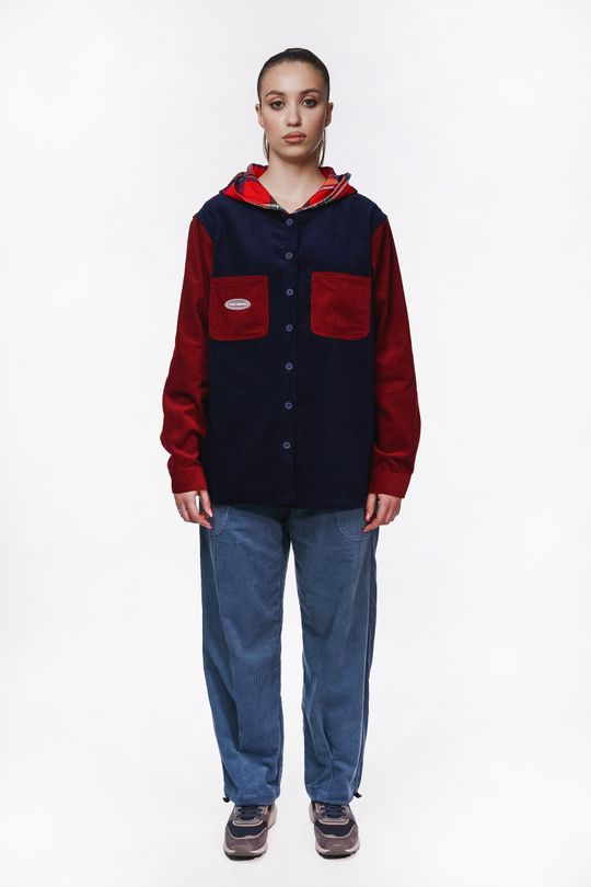 Рубашка Velvet Button Det бордовая / синяя