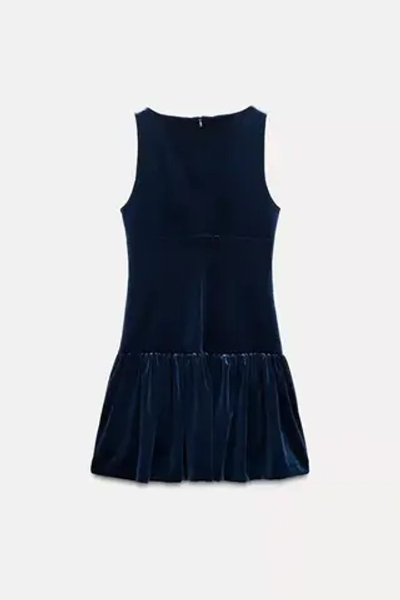 ZARA КОРОТКОЕ ПЛАТЬЕ С БАНТАМИ, ЦВЕТ НОЧНОГО НЕБА