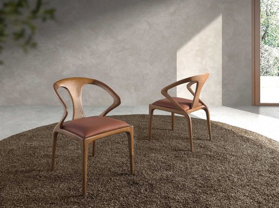 Стул 4137/CH9808 из коричневой экокожи и ореха