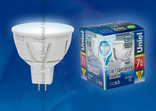 LED-JCDR-7W/NW/GU5.3/FR ALP01WH Лампа светодиодная. Материал корпуса алюминий. Цвет свечения белый. Серия Palazzo. Упаковка пластик
