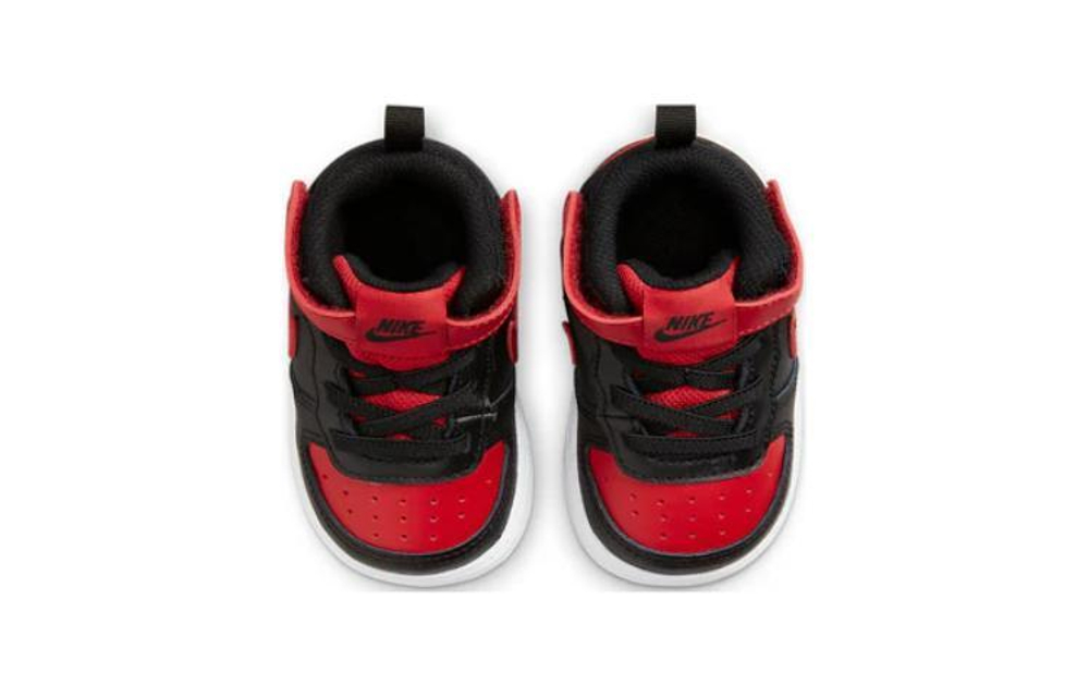 Baby Nike Court Borough Mid 2 non-slip shock absorption wear-resistant mid-top sneakers black and red