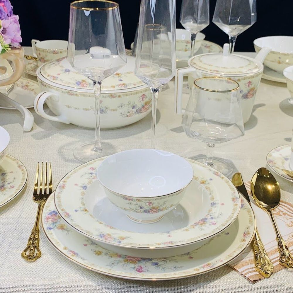 Lenardi 145-317 Чайно-столовый сервиз 100пр. FLEUR в под.уп.(х0,5)Костяной фарфор