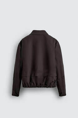 ZARA УКОРОЧЕННАЯ КУРТКА, ТЕМНО-КОРИЧНЕВЫЙ