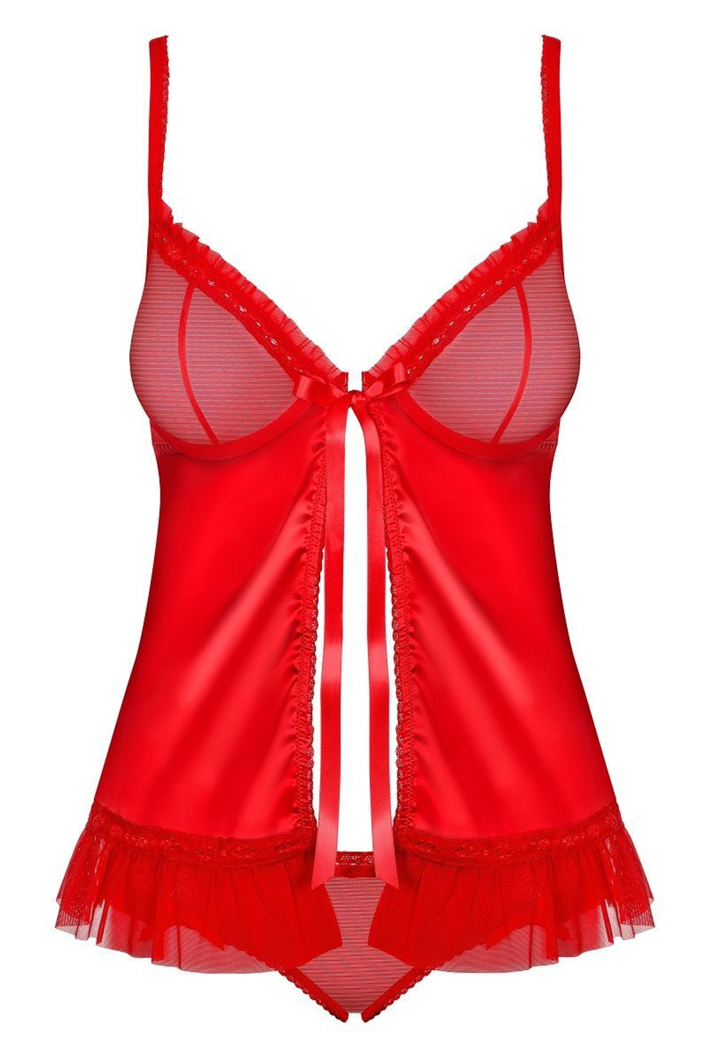 Коротенький бэби-долл с оборками (Размер: S-M) (Цвет: красный)