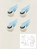 Колесо для мебели ролик для дивана 4 штуки №0232 бел
