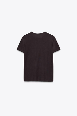 ZARA ХЛОПКОВАЯ ФУТБОЛКА, КОРИЧНЕВЫЙ