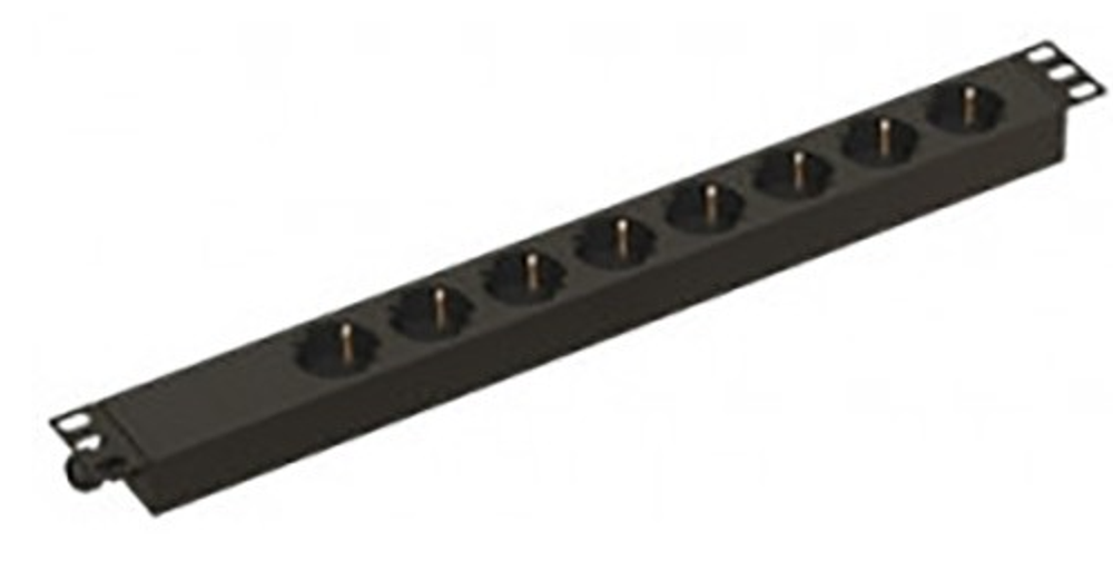 Блок розеток 19", 8 розеток Hyperline SHE19-8SH-CB