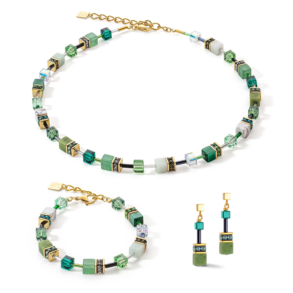 Колье Coeur de Lion Green 4905/10-0500 цвет зеленый, золотой, белый