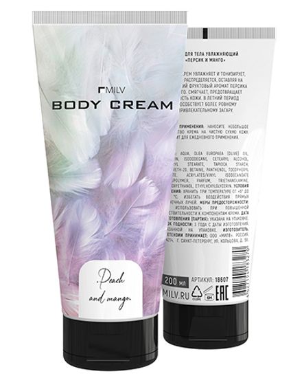 Увлажняющий крем для тела "Персик и манго" 200мл. MILV