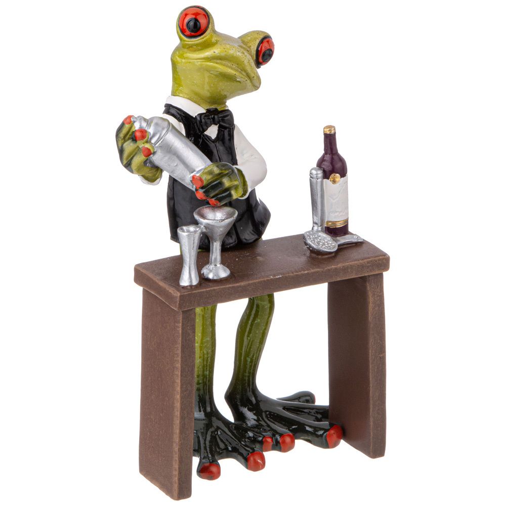 ФИГУРКА ДЕКОРАТИВНАЯ "ЛЯГУШКА-БАРМЕН" 9,5Х6,5Х16,2 СМ