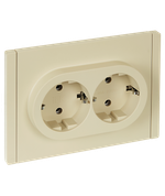 FORTE&PIANO Розетка 2-местная с заземлением без защитных шторок безвинтовое крепление 16А FP424 ваниль IEK