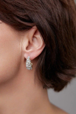 Серьги пусеты полукольца прозрачные кристаллы, оттенок золото