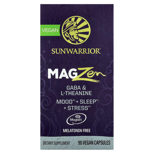 Sunwarrior, MagZen, ГАМК и L-теанин, 90 веганских капсул