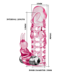 Розовая удлиняющая насадка 13см с вибрирующим стимулятором Baile Ultimate Love Steeve BI-026201