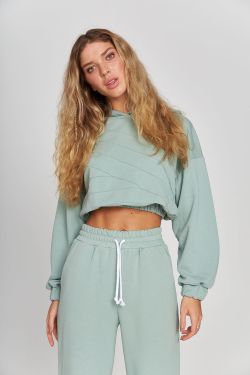 Брюки клеш из футера в цвете холодная мята