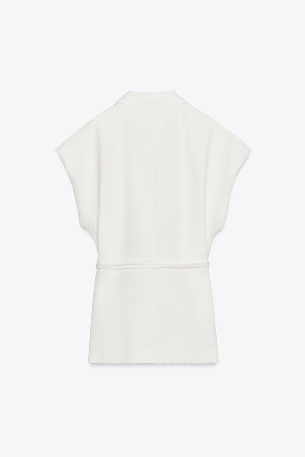 ZARA ДВУБОРТНЫЙ ЖИЛЕТ ИЗ СМЕСОВОГО ЛЬНА — ZW COLLECTION, БЕЛЫЙ