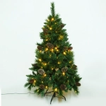 Елка светодиодная «Лесная метель» 150 см, ПВХ+леска (шишки и напыление), 407 веток, 140 ламп LED, Теплый белый