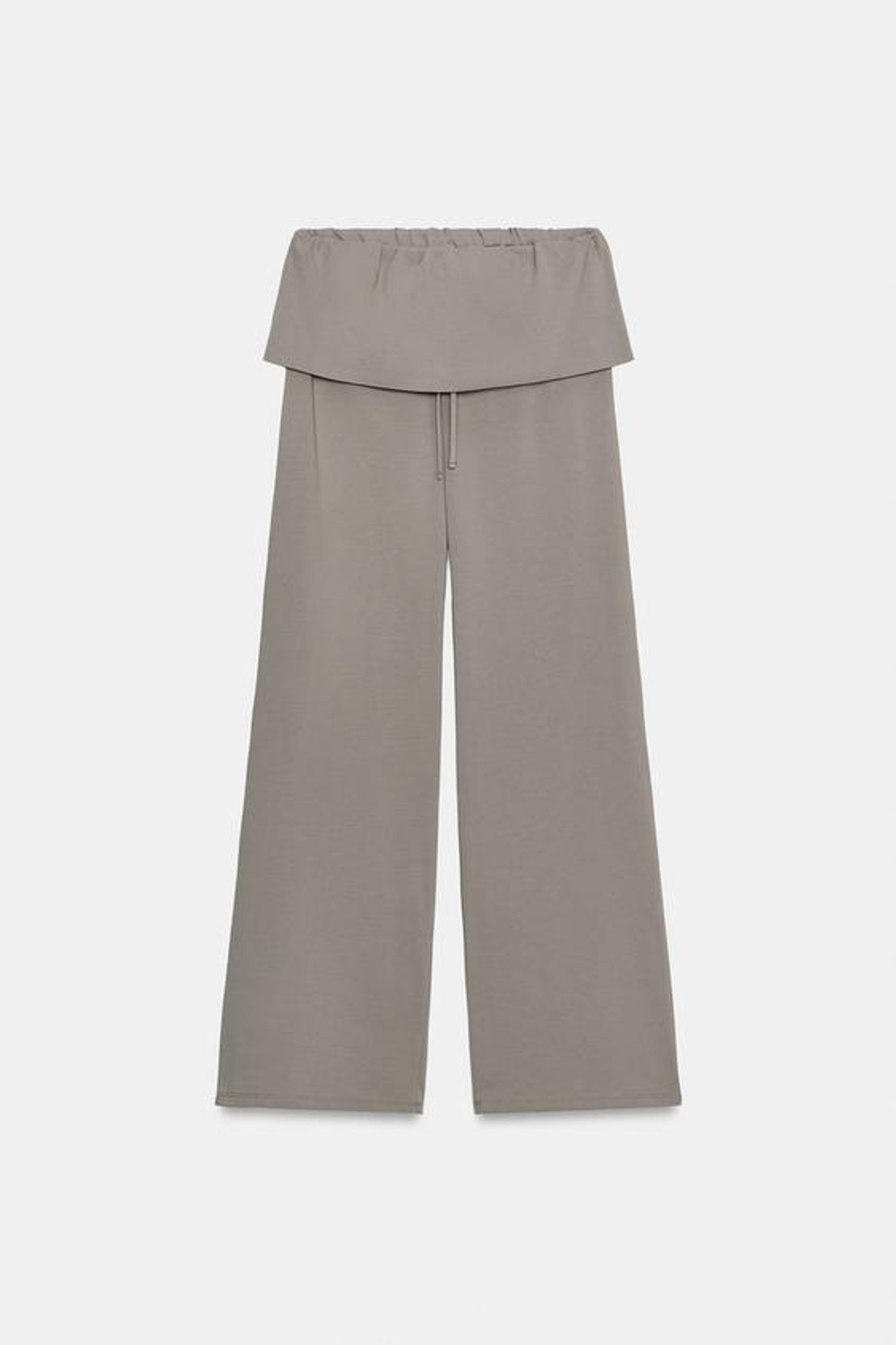 ZARA БРЮКИ ИЗ ПЛОТНОГО ХЛОПКА С ПОЯСОМ-КУШАКОМ, СЕРО-СИНИЙ