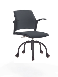 Кресло Rewind каркас черный, пластик черный, база паук краска черная, с открытыми подлокотниками, сиденье и спинка антрацит