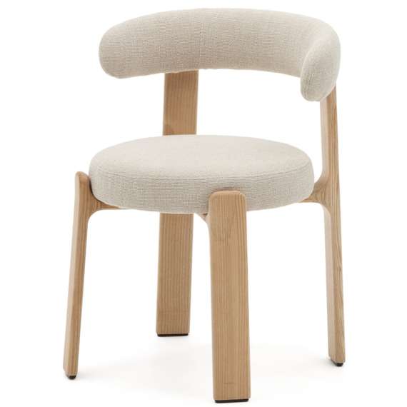 Стул Granite на 4 ножках, бежевый шенилл, массив ясеня в натуральном цвете