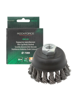 Кордщетка чашеобразная стальная витая для УШМ 75мм (М14) RockForce##Rock FORCE RF-BWC103