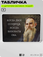 Литературный постер с цитатой Л. Н. Толстого для школы, на стену, на пластике, для интерьера, 40х30 см, Silver Plane x Айдентика Технолоджи