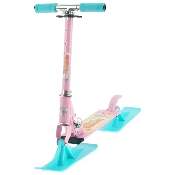 Самокат-снегокат зимний 2 в 1 «Красотка», цвет розовый