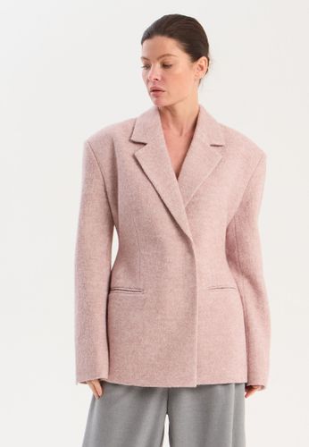 Жакет из шерсти лодена бежево-розовый