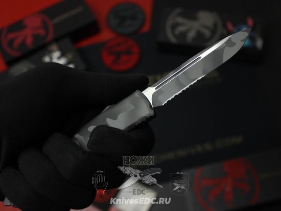 Фронтальный нож Microtech Ultratech Urban Camo S/E 121-2UCS с клинком из стали Böhler M390