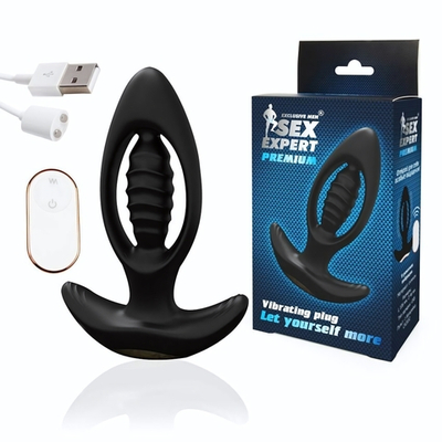 Оригинальный анальный вибромассажер с пультом ДУ - 12,6 см. (Цвет: черный)