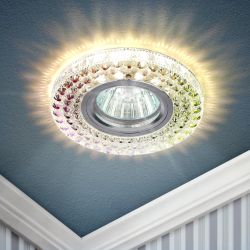 Светильник встраиваемый cо светодиодной подсветкой ЭРА DK LD15 SL RGB/WH под лампу MR16 GU5.3 мультиколор